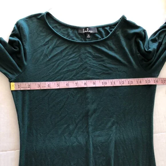 Lulu's Women's Swept Away Forest Green Long Sleeve Maxi Dress Size M Stretch - Picture 8 of 12